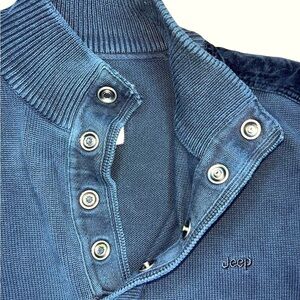 ~ MINT! VINTAGE Y2K Jeep Performance Black Suede Shoulder Sweater Size XL